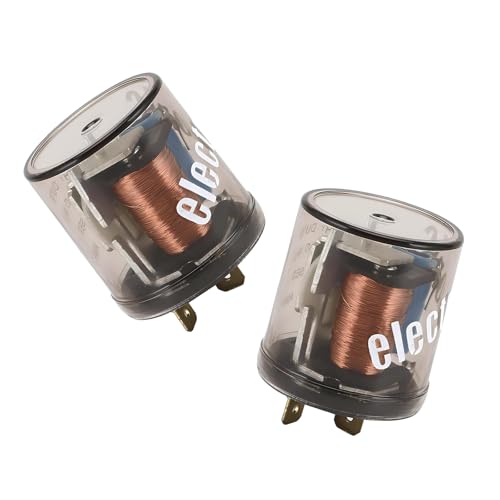 CyperFair 2 PCS Car 2 Pin Flasher Relays, 12V Copper Coil Excellent Conductivity Blinker Relay, Waterproof Anti-Rust Round-Shell Turn Signal Flasher, Exterior Accessory for Car Truck SUV (Black)