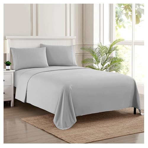 California King Sheet Sets - Breathable Luxury Sheets with Full Elastic & Secure Corner Straps Built In - 1800 Supreme Collection Cal King Deep Pocket Bedding Set, Sheet Set, California King, Silver