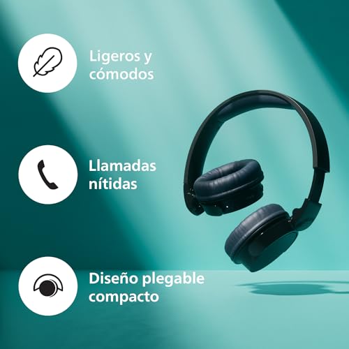 Miniatura 6 de PHILIPS TAH3209WH Auriculares on-Ear Ligeros Bluetooth con Aislamiento pasivo del Ruido - 55 Horas de reproducción, Sonido Natural, Llamadas nítidas, Graves dinámicos, 2 Horas de Carga USB-C - Blanco