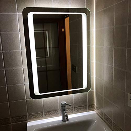 Warmiehomy LED Bathroom Mirror with Lights Sensor Switch Illuminated Bathroom Mirror with Demister Pad for Makeup Cosmetic