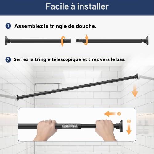 ENJOYBASICS Tringle Rideau Extensible, 81-183cm, Φ25mm, avec Support, Noir – vue 5