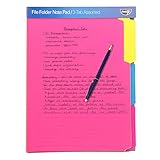 Find It File Folder Notepad - Pack of 12-9.5 x 12.5 Inch Notebook Organizer Folders for Filing, Document, and Clipboard Organization - Assorted Neon Colors