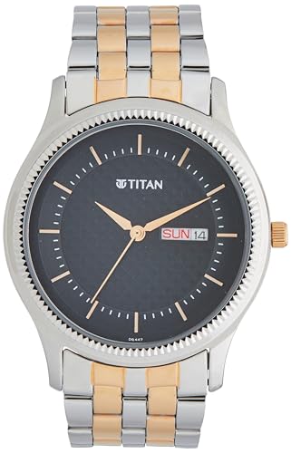 Image of Titan Karishma Quartz Analog with Day and Date Blue Dial Stainless Steel Strap Watch for Men