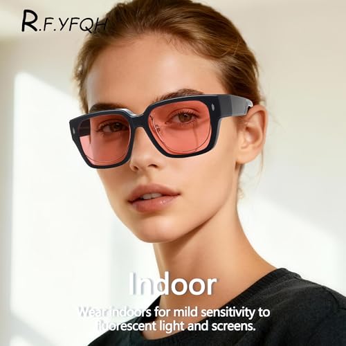 Image of Fluorescent-41 Rose Tinted Fit Over Blue Light Blocking Glasses for Migraine, Light Sensitivity, Photophobia JF7202