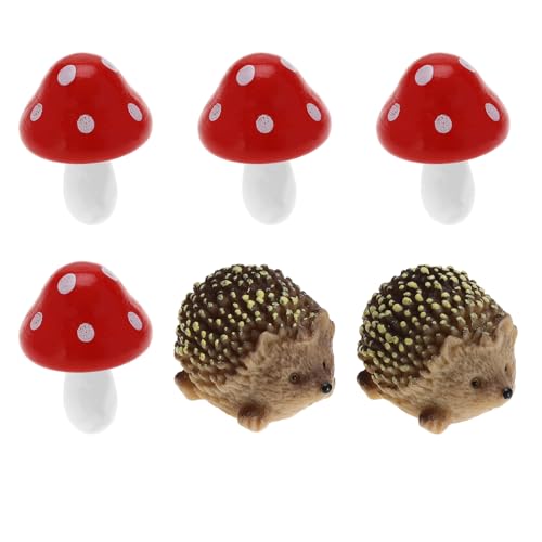 SG Store Lot de 6pcs Mini Paysage Hérisson Champignon Fée Jardin Figurines Statue Ornements Décors pour Décoration de Jardin Miniature Maison de Poupée...