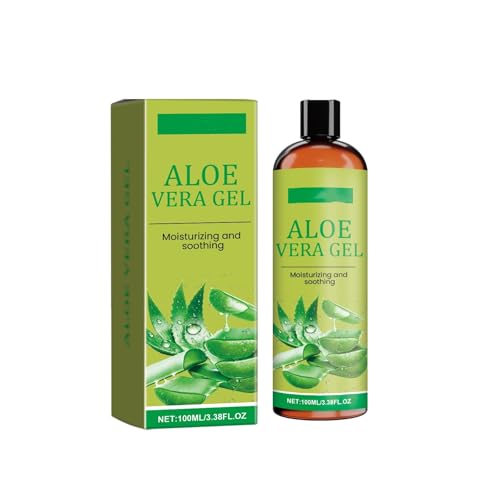 Gel orgánico de aloe puro cortado, grande, 12 oz, de la más alta calidad, vegano, sin perfume, gel para cara, piel, cabello, quemaduras solares (100 ml) regalo para el cuidado facial (verde, talla