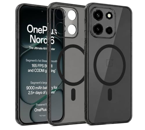 Image of Elzzi Anti Scratch Semi Translucent Cover for Oneplus Nord 6 Case, Premium PC + TPU Magnetic Phone Cases Drop Proof, Compatible with Magsafe Slim Never Yellowing Shockproof