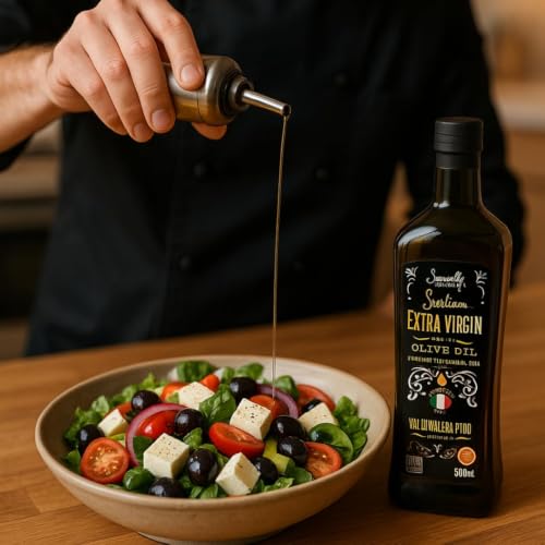 Image of Premium Sicilian Extra Virgin Olive Oil - Val di Mazara PDO, Smooth & Cold-pressed - 16.9 fl oz Glass Bottle (1, 16.9 fl oz)