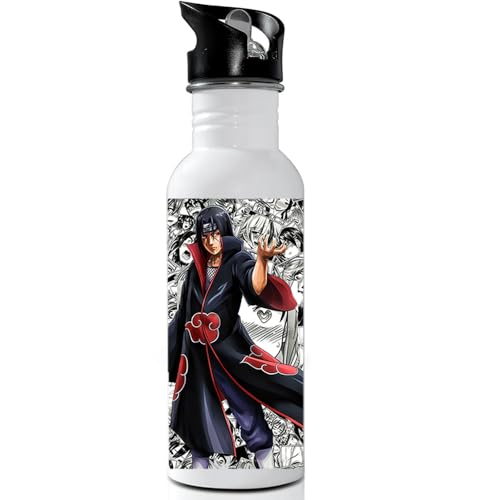 Image of Anime sipper water bottle with Itachi Print for Use school, gym, tuition, travling, yoga | Aluminium sublimation sipper bottle 750ml black cap (Itachi Uchiha-A-2)