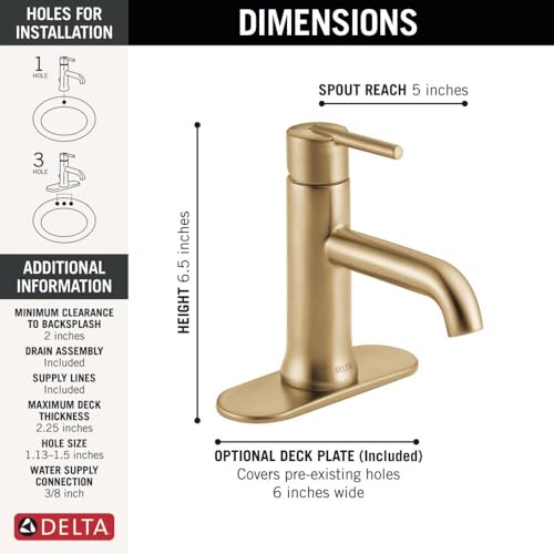 Image of Delta Faucet 559LF-CZMPU Trinsic, Single Hole-Single Handle, 4-Inch plate /metal pop-up, Champagne Bronze