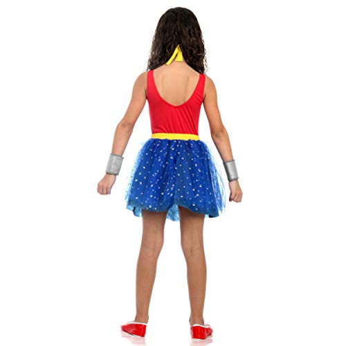 Fantasia Mulher Maravilha - Dress Up Infantil 916308-M, Vermelho/Azul, Sulamericana Fantasias