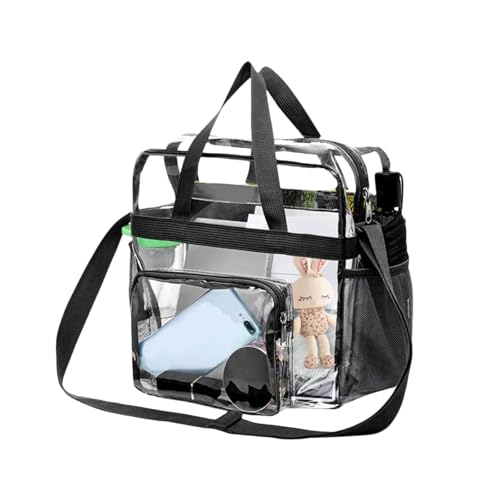 MINZHI Sac Transparent 30 x 30 x 15 cm - Sac à Déjeuner en PVC pour Courses, Rangement Cosmétique, Stades et Centres Commerciaux