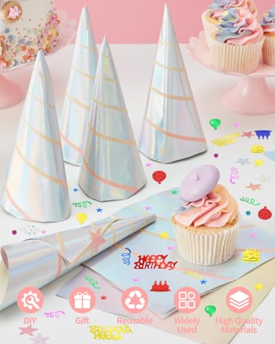 Image of 1500 PCS Happy Birthday Confetti, Multi-Color Birthday Confetti Metallic Foil Balloon Confettis, Table Decorations for Party, Baby Shower, DIY Arts and Crafting