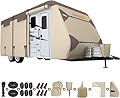 Narelect RV Cover Travel Trailer Cover, Extra-Thick Upgraded 7 Layers Top Windproof Camper Cover Anti-UV RV Cover Toy Hauler Cover with Tire Cover Gutter Cover (7-Layers, Fits 16-18FT)