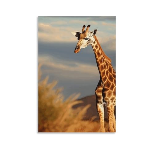 Art mural sur toile girafe grand format pour habiller un mur vide de salon