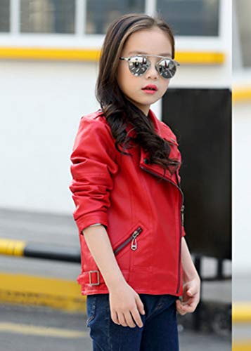 Boys Girls Fashion Trendy Jacket PU Faux Leather Outwear Zipper Short Motor Coat2
