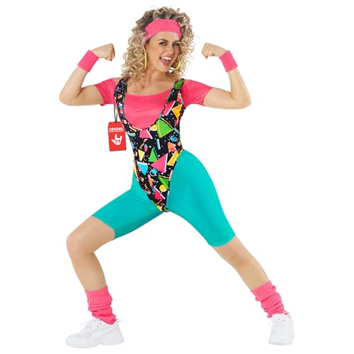 Morph 80s Workout Outfit for Women 90s Retro Workout Outfits 80 s Aerobics Outfit Halloween Costume for Womens, Large