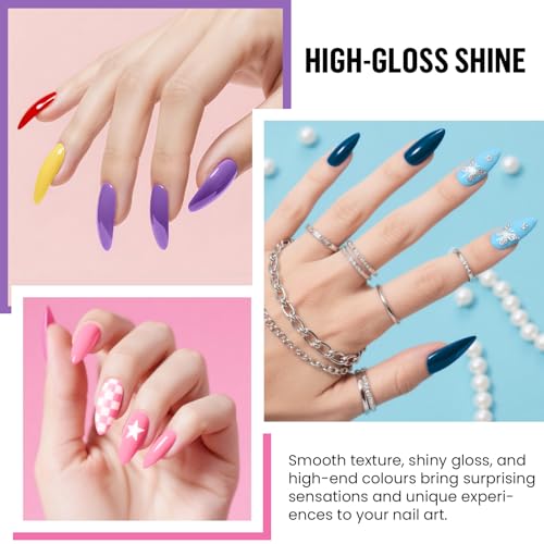 Phoenixy 60Pcs Gel Nail Polish Set, 55 Colours Gel Nail Kits with UV Lamp, Gels Polishes for All Seasons with Base Top Matte Glitter Golden Coat Nails Art Gift Set for Manicure Lovers - Image 4
