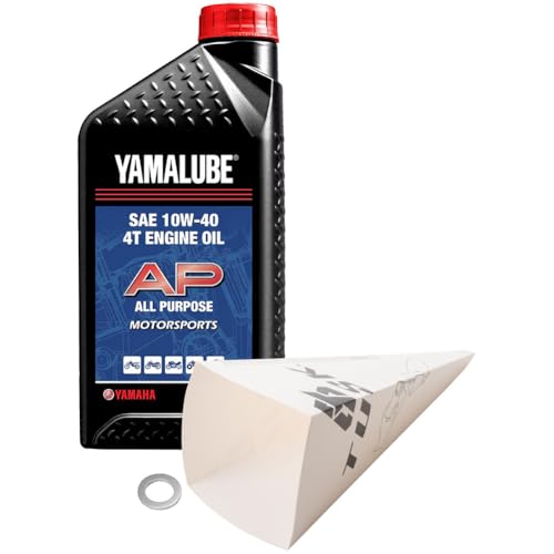 Image of TUSK 2-Stroke Oil Change Kit - Yamalube All Purpose 10W-40, M14 Crush Washer, Funnel & Gloves - Motorcycle /ATV Specific Transmission Maintenance Kit. Compatible with Yamaha Banshee 1987-2006.