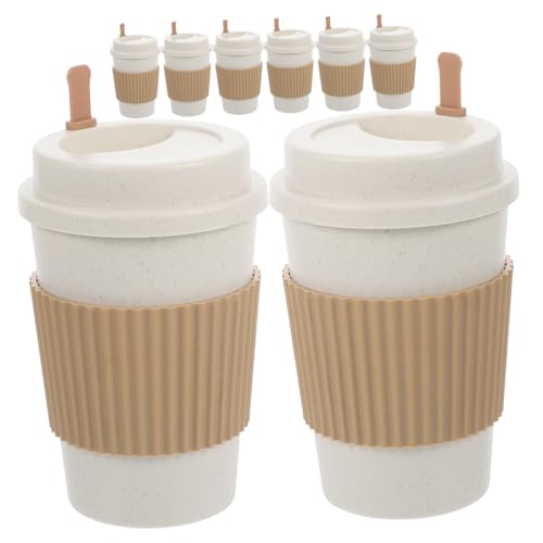 COOPHYA 8個 高端ビジネス用使い捨てホットドリンクカップ 耐熱コップ 蓋付き 携帯便利 会議やパーティーに適した飲料カップ カーキ色
