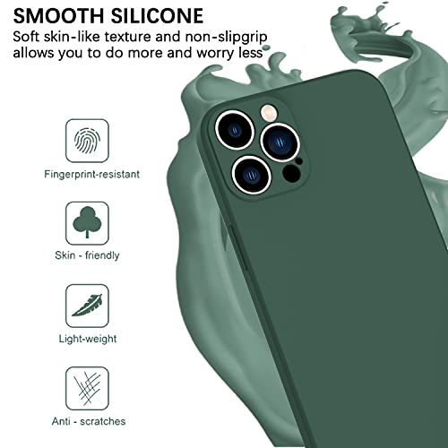 KPPIT Silicone Case Compatible with iPhone 13 Pro Max 6.7 inch Protective case,Ultra Slim Soft Gel Anti-Scratch,Microfiber Lining,Rubber Shockproof Case Cover for iPhone 13 Pro Max Night Green - Image 2
