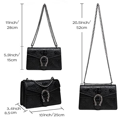 Image of MYHOZEE Crossbody Bags for Women - Snake Printed Clutch Purses Leather Chain Shoulder Bags Evening Handbags