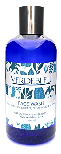 99% Natural GEL JABÓN FACIAL - ALOE VERA, CEDRO & VETIVER - 250ml de VERDEBLEU Sin Sulfatos, Sin Parabenos. pH 5.5 Equilibrado. Donamos el 5% de Ganancias para Ayudar a Salvar los Bosques Lluviosos Cover