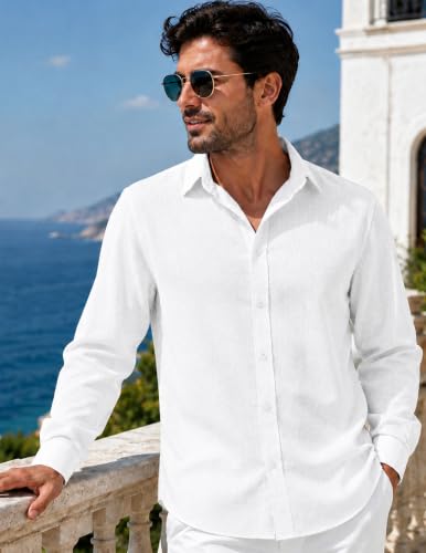 Men's Untucked Linen Long Sleeve Shirt for Church and Business Travel - image 5