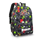 Robl Backpack, Teen Game School Backpack, Rob-lx Children Primary Schoolbag, Children's School Backpack, 17 Inch Large Capacity Travel Rucksack Waterproof Boys Girls Book Bags for Aged 3-12 Years