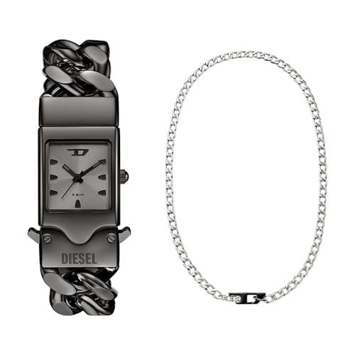 Diesel Homme Montre Grise Closer Cadeau Idéal Idée Coffret Collier D Acier Bicolore