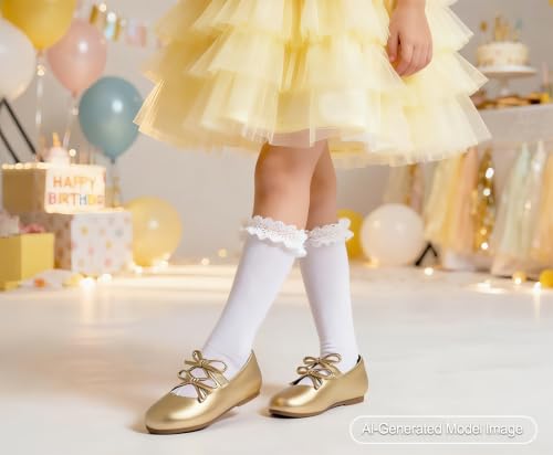 Image of PHIRAMIN Toddler Flower Girl Dress Shoes - Little Girl Mary Janes Flats Wedding