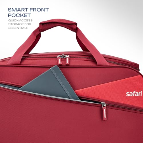 Image of Safari Men and Women Buzz 55 Cms Small Polyester Rolling Wheels Carry On Luggage Duffle Bag for Travel, Luggage Bags for Travel, Travel Bag and, Red, 22 Centimeters