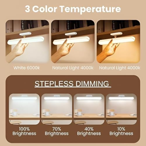 Image of 30 cm Rechargeable Under Cabinet LED Light with Motion Sensor, 138 LEDs, 3 Colour Modes, 1500 mAh Battery and Type-C Charging for Kitchen and Wardrobe (LED White MEGNETIC Light)