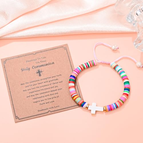 NatuBeau First Communion Gifts, Cross Bracelet with Gift Card, Holy Communion Gifts, Baptism Gifts, Confirmation Gifts for Daughter, Niece, Granddaughter2