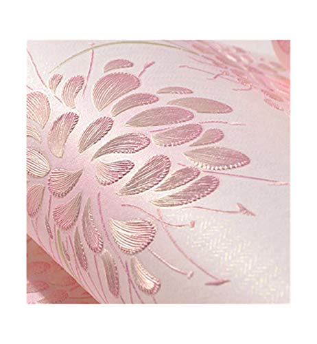 T-QZZQ Papel tapiz nórdico no tejido pastoral dormitorio pared sala de estar sala de bodas grueso en relieve papel pintado en relieve cálido, rosa pálido