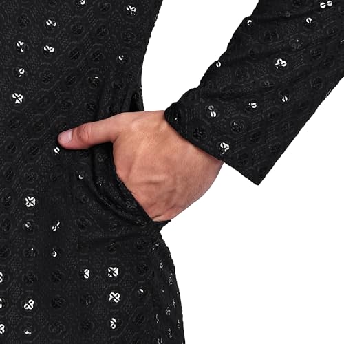 Image of Rayon Ethnic Wear Full Chikankari Sequin Embroidery Mirror Work Traditional Straight Kurta Pyjama Set for Men