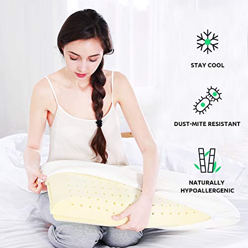 UTTU Sandwich Memory Foam Pillow Queen, Adjustable Three Layers Pillow, Supportive Pillow, Cooling Pillow, Reversible Pillow for Sleeping, Bamboo Viscose Cover - Queen