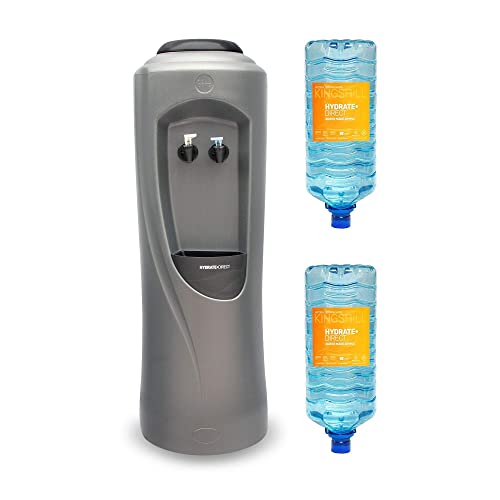 Hydrate Direct Core Water Cooler Package 1 | Water Dispenser Plus 2 x 15L Bottles of Natural Mineral Water, Ambient & Cold Temperature, Grey/Silver