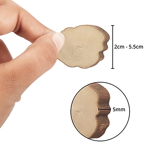 Kurtzy 500g Pack Natural Unfinished Wood Slice Chips - Sizes Ranging from 2-5.5cm - Wooden Log Slices with Bark and No Hole - for DIY Arts & Crafts, Christmas Ornaments & Wedding Decorations