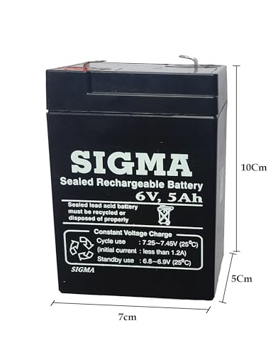 Image of Sigma 6Volt 5Ah Sealed Lead-Acid Rechargeable Battery Set Of 1