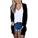 Long Cardigan for Women Open Front Casual Knit Sweaters Lightweight Long Sleeve Cardigans Shirt Fall Outerwear Pockets Black