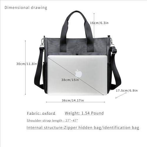 Oxford Canvas Tote Bag for Women,Crossbody Shoulder Bags for Men,Laptop Work Bag,Waterproof Nylon Multi Pocket Handbags for Teacher,Travel,Work,Outdoor3