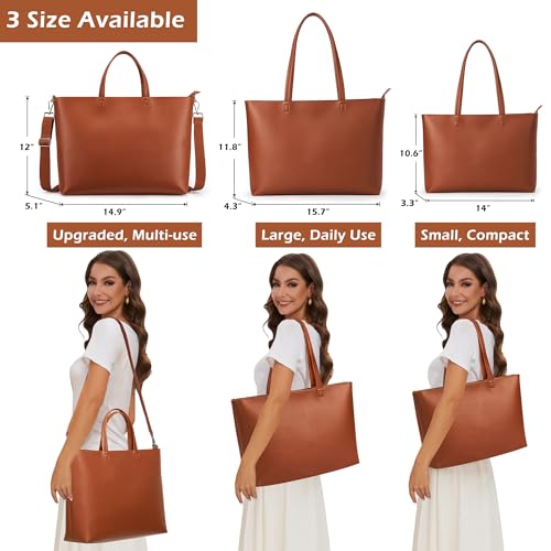 Image of KALIDI Tote Bag Zipper Shoulder Bag Faux Leather Purses Satchel for Women Casual Handbag Work Dating College