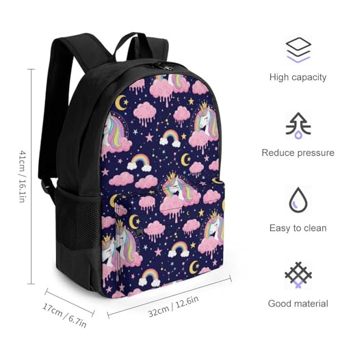 Durable Waterproof Hiking & Camping Daypack for Wet Conditions, Lightweight Backpack with Rain Cover for Outdoor Adventures & Trails, Cute Unicorns Bookbag2