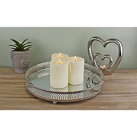 Mirror Glass Metal Antique Decorative Silver Candle Plate Display Tray Cover
