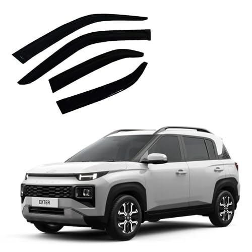 Image of Premium Non-Breakable Car Window Door Visor /Rain Guard /Wind Deflector Compatible for (Hyundai Exter (Set of 4))