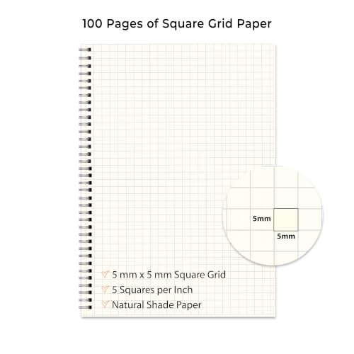 Image of PaperO A4 Square Grid Transparent Cover Notebook Pack of 3 | 5mm Graph Paper | 100 GSM Thick Pages | 100Pages | 29.7 x 21 cm Size | | Ideal for Architects, Designers, Students & Drawing (A4)