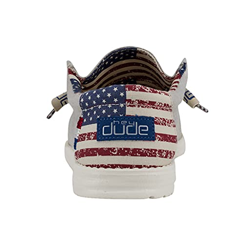 Image of HEYDUDE Men's Wally Patriotic Slip On Shoe | Lightweight Canvas Loafers with No Tie Laces