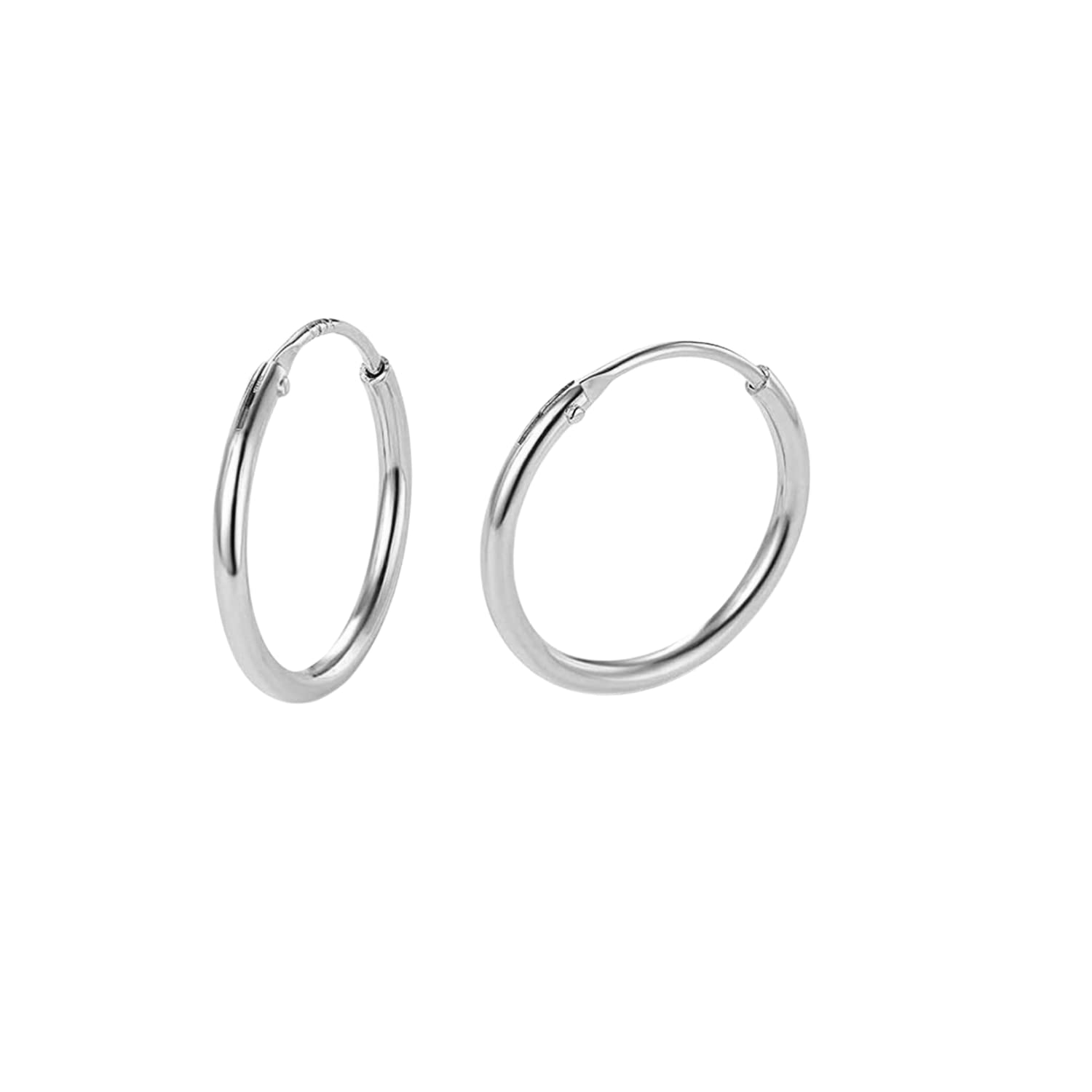 highspark 925 Silver Hoop Earrings | 92.5 Sterling Silver Round Classic Thick Hoop Size 12mm to 20mm - Gauge 12G ie Thickness 2.0mm | Lovely Gift for Women & Girls-picture-28