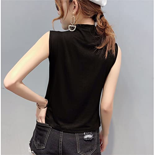 Camiseta de algodón para mujer sin mangas holgada y brillante 2
